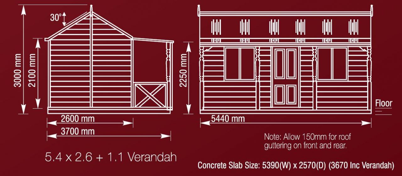 cedar settlers hut 3.6mx2.6m